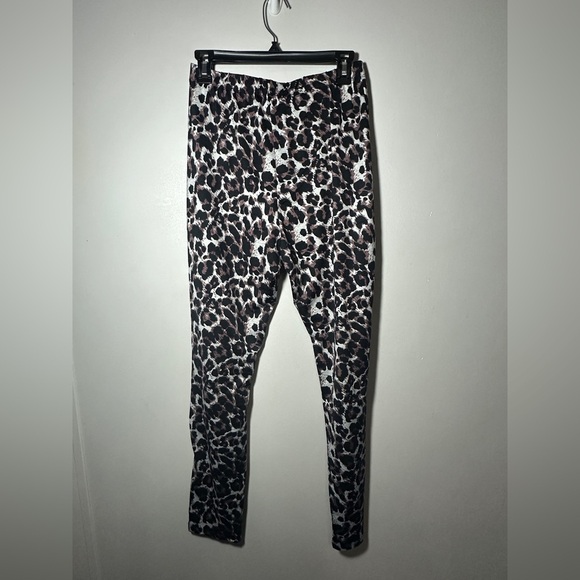 Leopard Print Lace Knee Cutouts High Rise Leggings Size Large - Picture 3 of 4